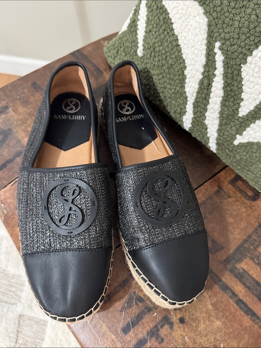 Sam & Libby Black Espadrille Slip-On Flats Size 10